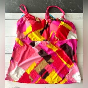Tidal Bay Pink Tankini Fun Pattern 36D Women’s